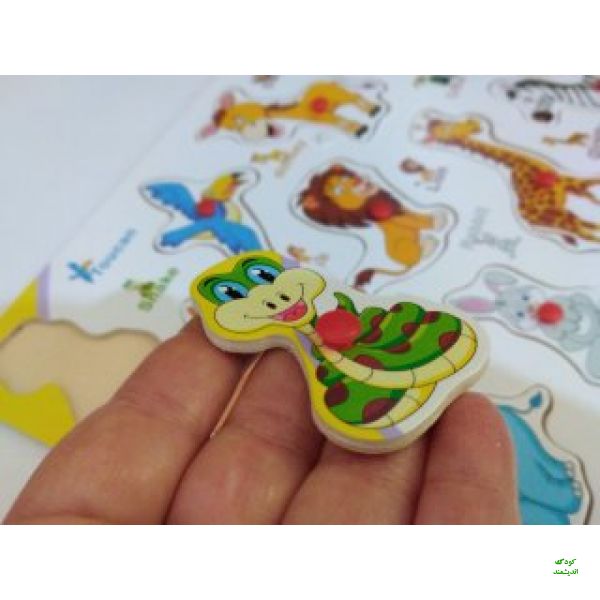 پازل چوبی دکمه دار مدل حیوانات و پرندگان